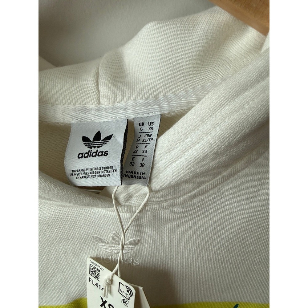 Adidas Fiorucci Women Graphic Hoodie White Yellow Alien Love XS New NWT - Picture 4 of 11